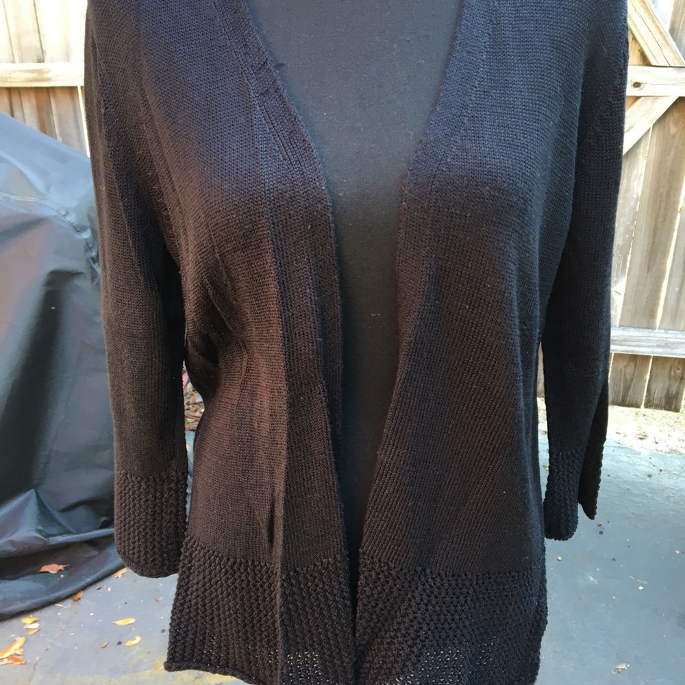 JM Collection Black Cotton Open Sweater Sz PM